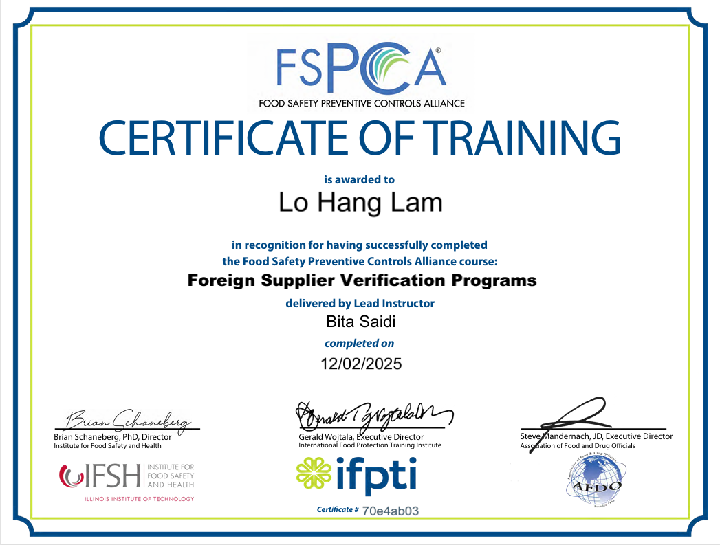 FSPCA FSVP Training